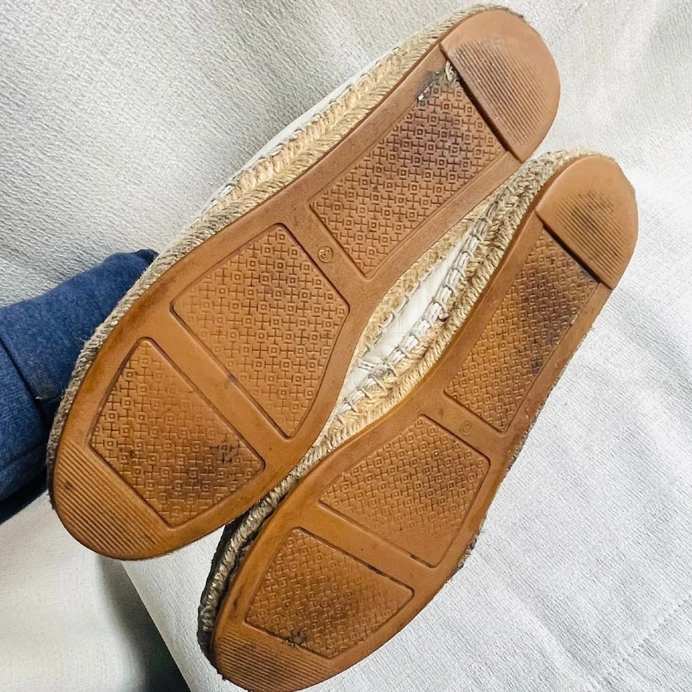 TORY BURCH Colorblock Espadrilles Leather Ivory Black Women’s